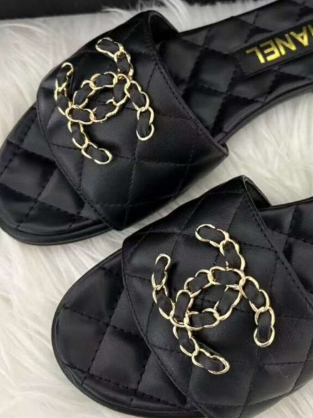 Chanel Quilted Chain Slide Sandals - Picture 4 of 6